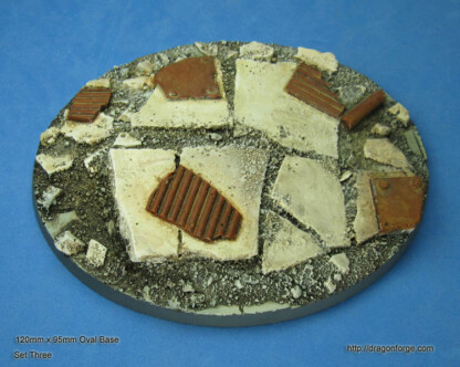 Urban Rubble 120 mm X 92 mm Oval Base Factory Ruins Set Three (3) Package of 1 base