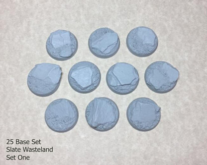 Slate Wasteland 25 mm Round Base Set One (1) Package of 10 bases