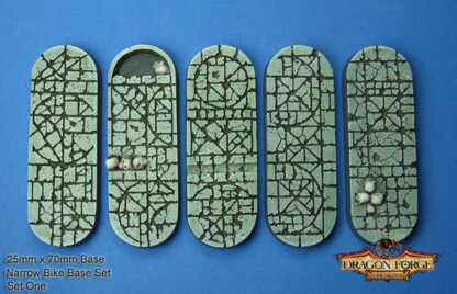 Desecrated Lands 25 mm x 70 mm Bike Bases Set One (1) Package of 5 bases
