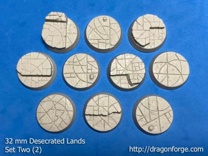 Desecrated Lands 32 mm Round Base Set Two (2) Desecrated Lands 32 mm Round Base Set Two (2) Package of 10 bases