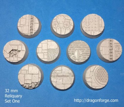 Reliquary 32 mm Round Base Set One (1) Package of 10 bases