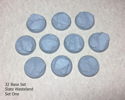 Slate wasteland 32 mm Round Base Set One (1) Package of 10 bases