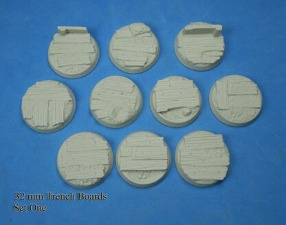 No Man's Land Trench Boards 32 mm Round Base Set One (1) Package of 10 bases