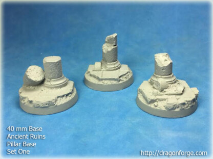 Ancient Ruins Ancient Ruins 40 mm Round Base Pillar Base Set One (1) Package of 3  bases
