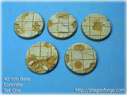 Concrete 40 mm Round Base Set One (1) Package of 5 bases