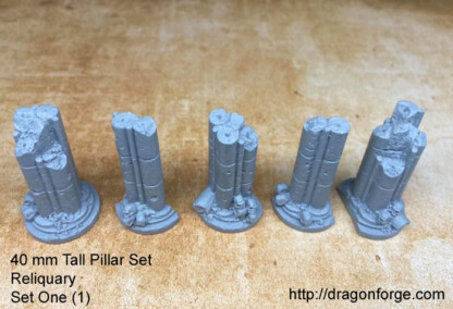Reliquary Diorama Details Base Toppers Set Four 40 mm Tall Pillar Set Set One (1) Reliquary Diorama Details Base Toppers Set Four (4) 40 mm Tall Pillar Set Set One (1) Package of 5 pieces  