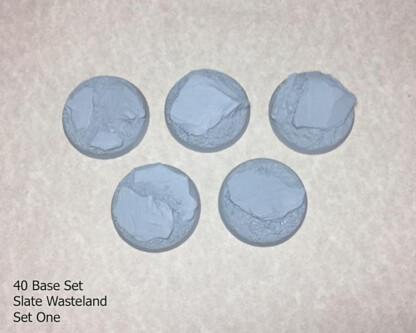 Slate Wasteland 40 mm Round Base Set One (1) Package of 5 bases