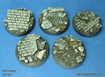 Urban Rubble 40 mm Round Base Set Two (2) Package of 5 bases