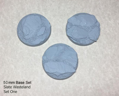 Slate Wasteland 50 mm Round Base Set One (1) Package of 3 bases