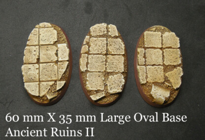 Ancient Ruins 60 mm X 35 mm Oval Base Set Two (2) Ancient Ruins Ancient Ruins 60 mm X 35 mm Oval Base Set two (2) Package of 3 bases