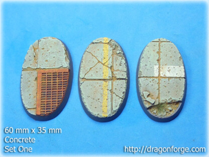 Concrete 60 mm X 35 mm Oval Base Set One (1) Concrete 60 mm X 35 mm Oval Base Set One (1) Package of 3 bases