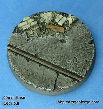 Urban Rubble 60 mm Round Base Asphalt Street with Rubble Set Four (4) Package of 1 base