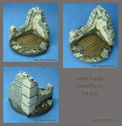 Urban Rubble 60 mm Round Base Corner Ruins One (1) Package of 1 base