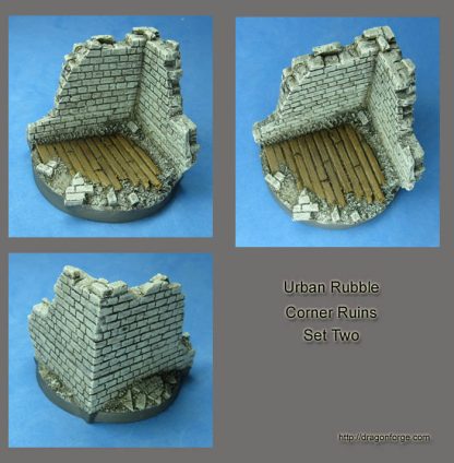 Urban Rubble 60 mm Round Base Corner Ruins Two (2) Package of 1 base