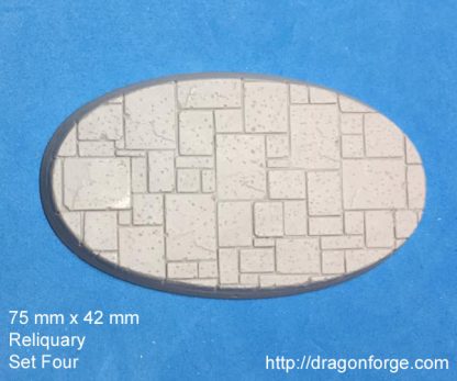 Reliquary 75 mm x 42 mm Oval Base Set Four (4) Reliquary 75 mm x 42 mm Oval Base Set Four (4) Plain stone floor base Package of 1 base