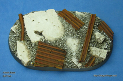 Urban Rubble 60 mm X100 mm Attack Base Factory Ruins Set Two (2) Package of 1 base