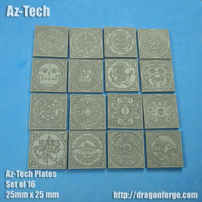 Az-Tech Small Glyph Plate Set One (1) Az-Tech Small Glyph Plate Cast in Grey Urethane Resin 16 Pieces Dimensions - 25 mm x 25 mm x 3 mm thick