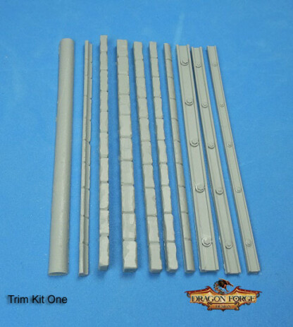Diorama Details Stone and Iron Trim Kit Set One (1) Diorama Details Stone and Iron Trim Kit Build It Bits Stone and Iron Trim Detail Strips Set contains 10 parts to create your own  bases and diorama projects.