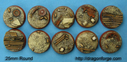 No Man's Land-Wasteland II 25 mm Round Base Set Two (2) Package of 10 bases