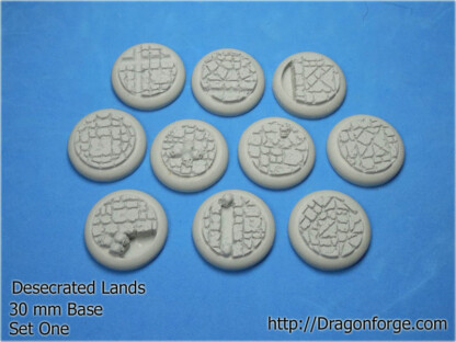 30 mm Round Lip Base Desecrated Lands Set One (1) Package of 10 Bases