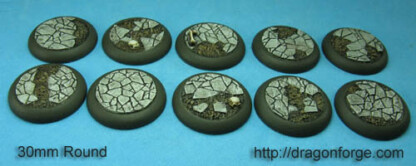 30 mm Base with Round Lip Broken Wastes Set One (1) Package of 10 Bases