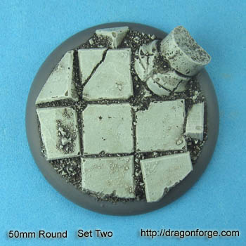 50 mm Base with Round Lip Ancient City Ruins Set Two (2) Package of 1 Base