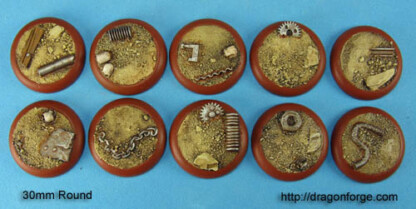 30 mm Base with Round Lip The Wastelands Set One (1) Package of 10 Bases
