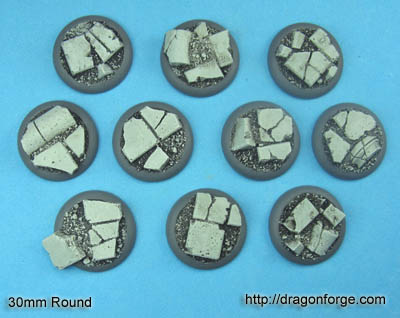 30 mm Base with Round Lip Ancient City Ruins Set One (1) Package of 10 Bases