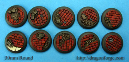30 mm Base with Round Lip Cobblestone Streets Set One (1) Package of 10 Bases