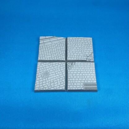 40 mm x 40 mm Square Bases Cobblestone Streets Set One (1) Package of 4 Bases