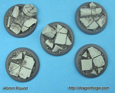 40 mm Base with Round Lip Ancient City Ruins Set One (1) Package of 5 Bases