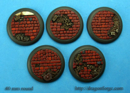 40 mm Base with Round Lip Cobblestone Streets Set One (1) Package of 5 Bases
