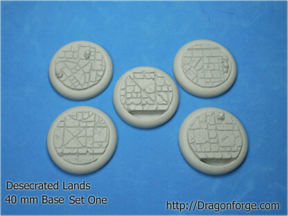 40 mm Round Lip Base Desecrated Lands Set One (1) Package of 5 Bases