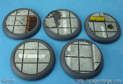 40 mm Base with Round Lip Concrete Set One (1) Package of 5 Bases