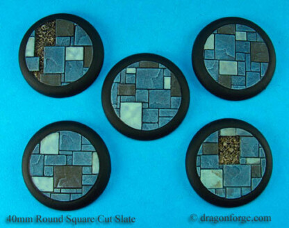 40 mm Base with Round Lip Square Cut Slate Set One (1) Package of 5 Bases