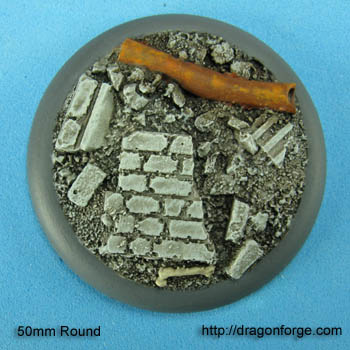50 mm Base with Round Lip Urban Rubble Set One (1) Package of 1 Base