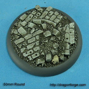 50 mm Base with Round Lip Urban Rubble Set Two (2) Package of 1 Base