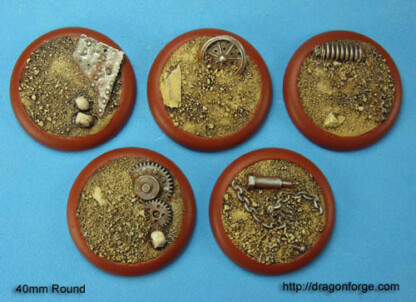 40 mm Base with Round Lip The Wastelands Set One (1) Package of 5 Bases