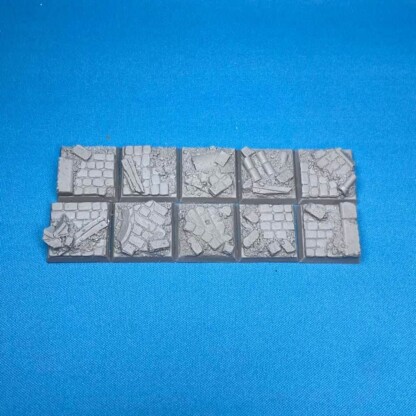 20 mm x 20 mm Square Bases Cobblestone Streets-City Ruins Set One (1) Package of 10 Bases