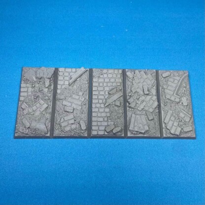 25 mm x 50 mm Square Bases Cobblestone Streets-City Ruins Set One (1) Package of 5 Bases