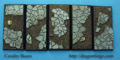25 mm x 50 mm Square Bases Broken Wastelands Set One (1) Package of 5 Bases