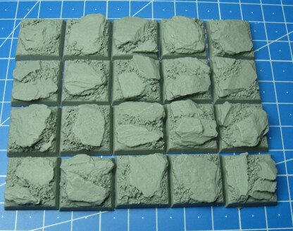 20 mm x 20 mm Slate Wastelands Square Base Set One (1) 20 mm x 20 mm Slate Wastelands Square Base Set One (1) Package of 20 Bases