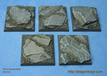 40 mm x 40 mm Slate Wastelands Square Base Set One (1) 40 mm x 40 mm Slate Wastelands Square Base Set One (1) Package of 4  Bases