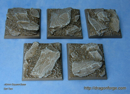 40 mm x 40 mm Slate Wastelands Square Base Set Two (2) 40 mm x 40 mm Slate Wastelands Square Base Set Two (2) Package of 4  Bases