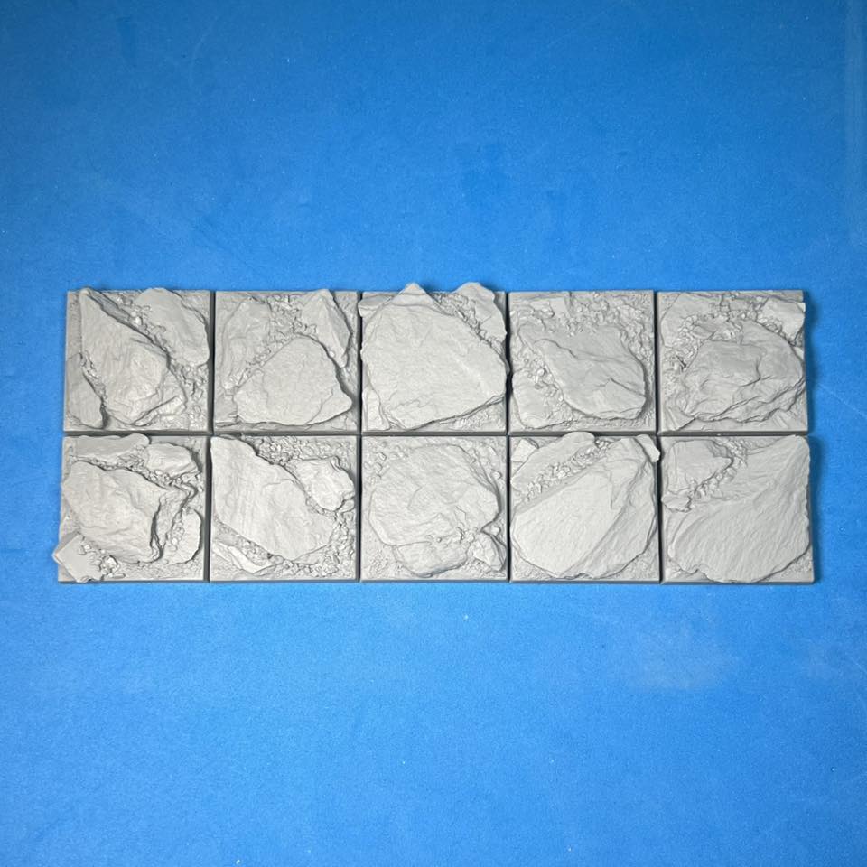30 mm x 30 mm Slate Wastelands Square Base Set One (1) 30 mm x 30 mm Slate Wastelands Square Base Set One (1)
